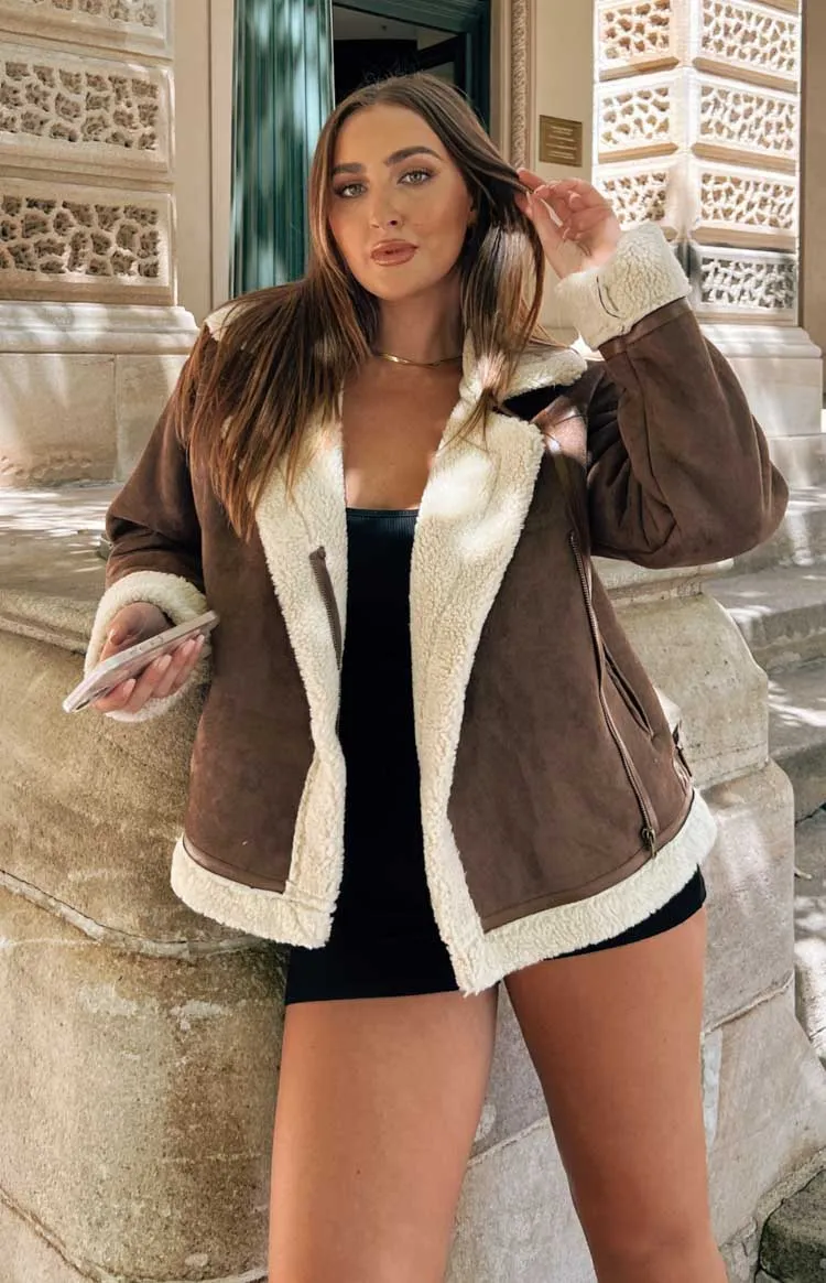 Aviator Brown Sherpa Jacket