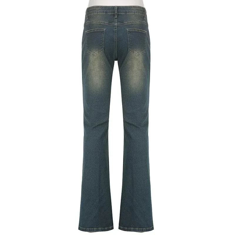 BerriesJam - Beaded Contrast Flared Jeans