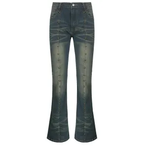 BerriesJam - Beaded Contrast Flared Jeans