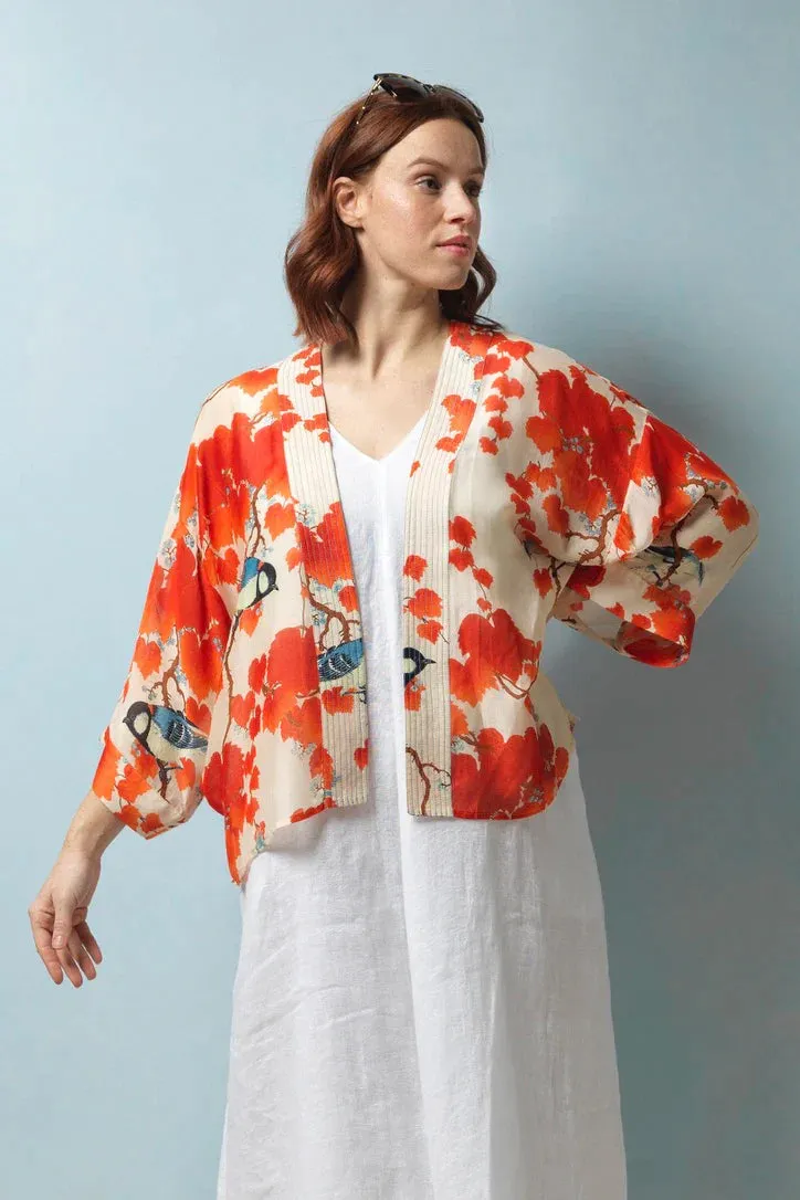 BLOSSOM & BIRDS SHORT KIMONO