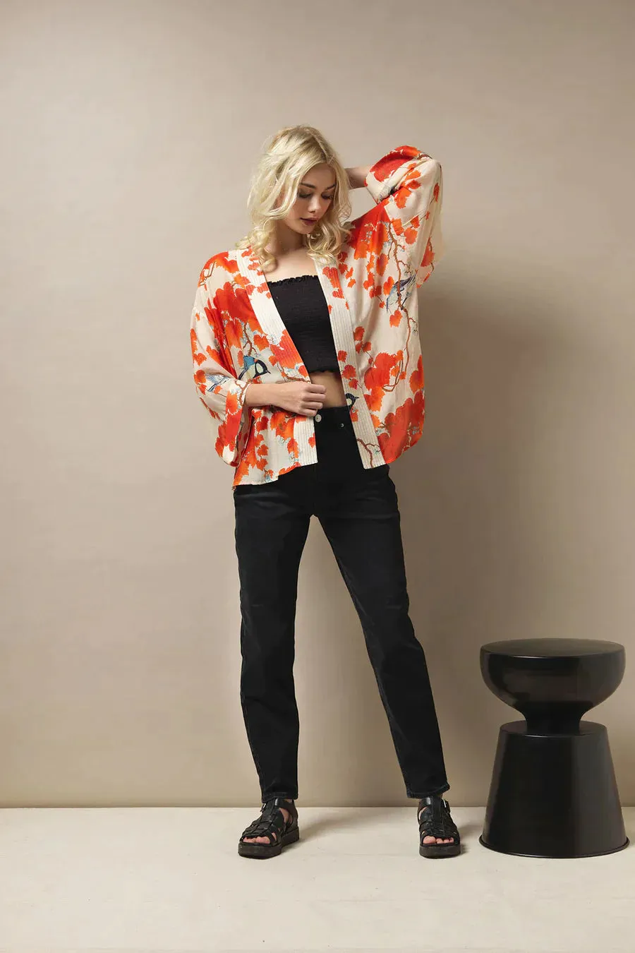 BLOSSOM & BIRDS SHORT KIMONO