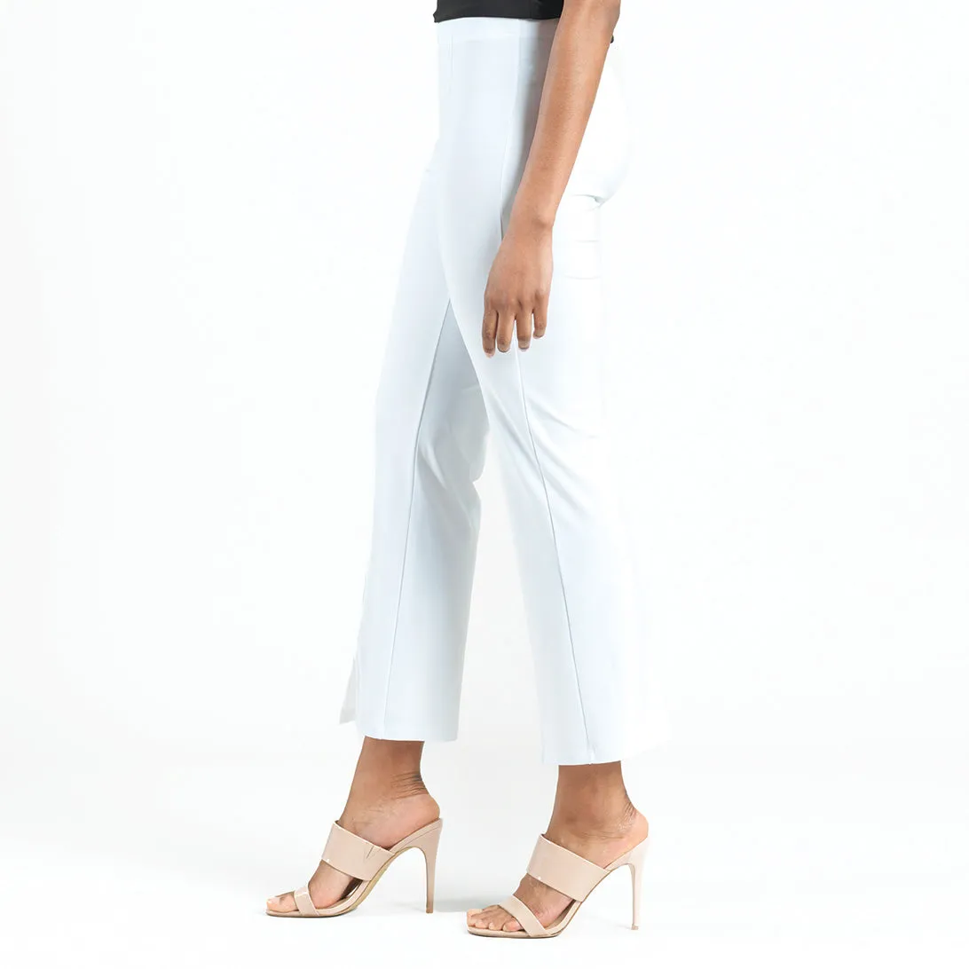 Center Seam Front Slit Ankle Pant - White