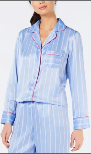 Charter Club Women's Satin  Notch-Collar Pajama Top