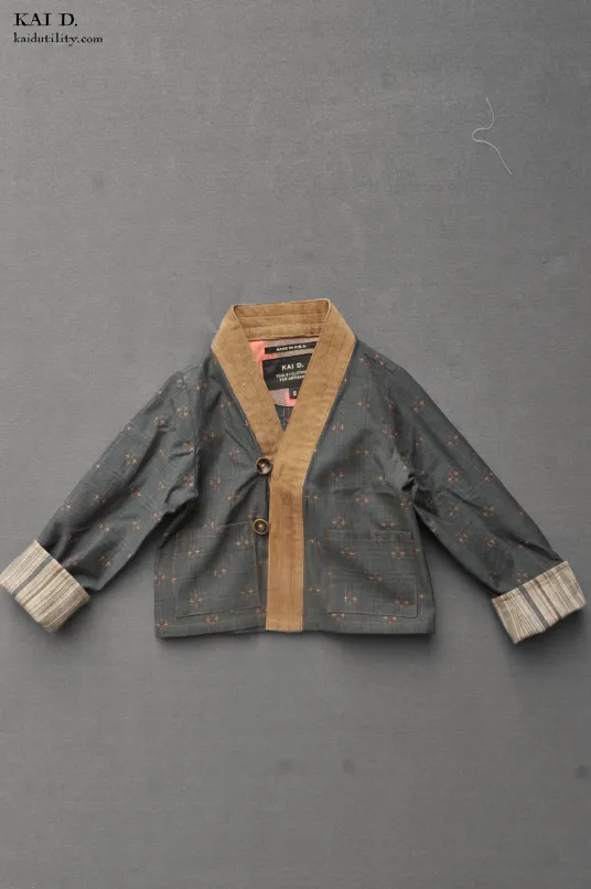 Children's Kimono Jacket - Novel Sashiko Cotton -  M