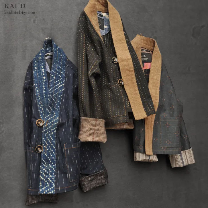 Children's Kimono Jacket - Novel Sashiko Cotton -  M