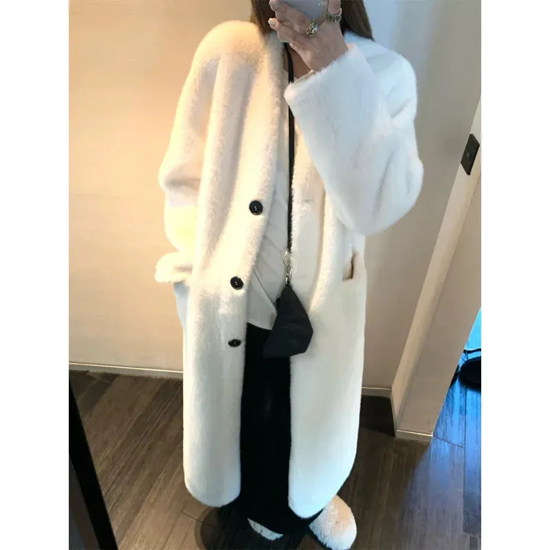 cold weather outfits Joskaa 2024 New Thickened Idle Style Women's Long Eco-Friendly Mink Fur Jacket Overcoat From China Mainland True Leather Fur