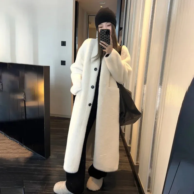 cold weather outfits Joskaa 2024 New Thickened Idle Style Women's Long Eco-Friendly Mink Fur Jacket Overcoat From China Mainland True Leather Fur