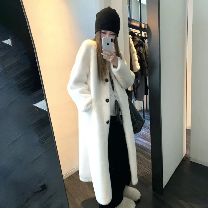 cold weather outfits Joskaa 2024 New Thickened Idle Style Women's Long Eco-Friendly Mink Fur Jacket Overcoat From China Mainland True Leather Fur