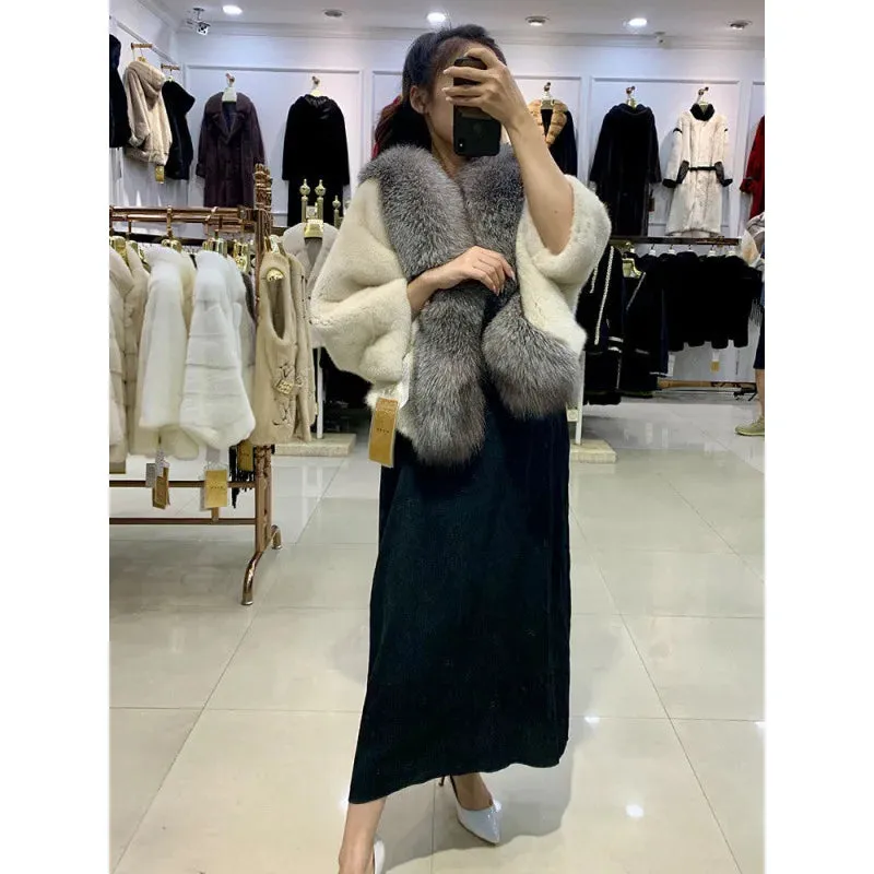 cold weather outfits Joskaa New Style Thickened Mink Women's Jacket Cropped Loose-Fit V-Neck Batwing Sleeve Real Genuine Leather Overcoat From China