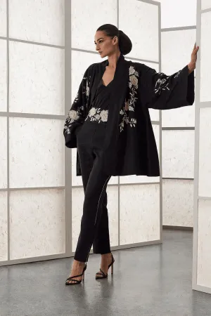 Couture Luxe Linen Embroidered Kimono Jacket