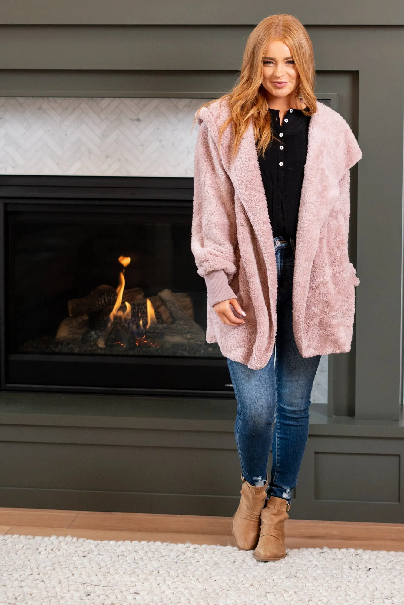 Cozy Sherpa Jacket - Dusty Lilac