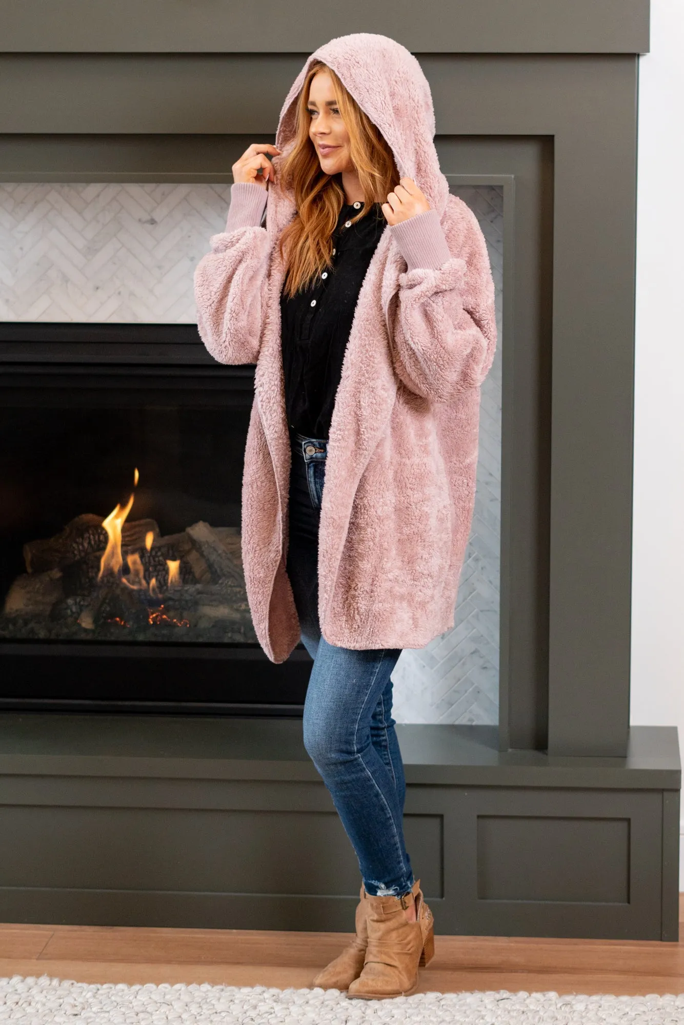 Cozy Sherpa Jacket - Dusty Lilac