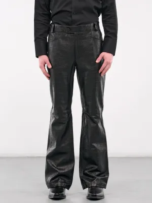 Crocodile Embossed Flare Trousers (PT14CL-LE42-BLACK-CROCODILE)