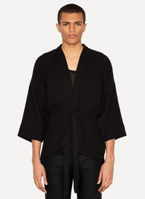 Deep Black Jutte Kimono Jacket