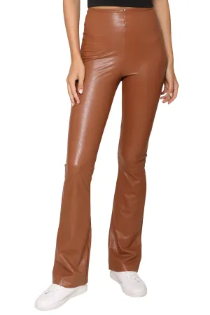 Faux Leather Flared Legging Cocoa