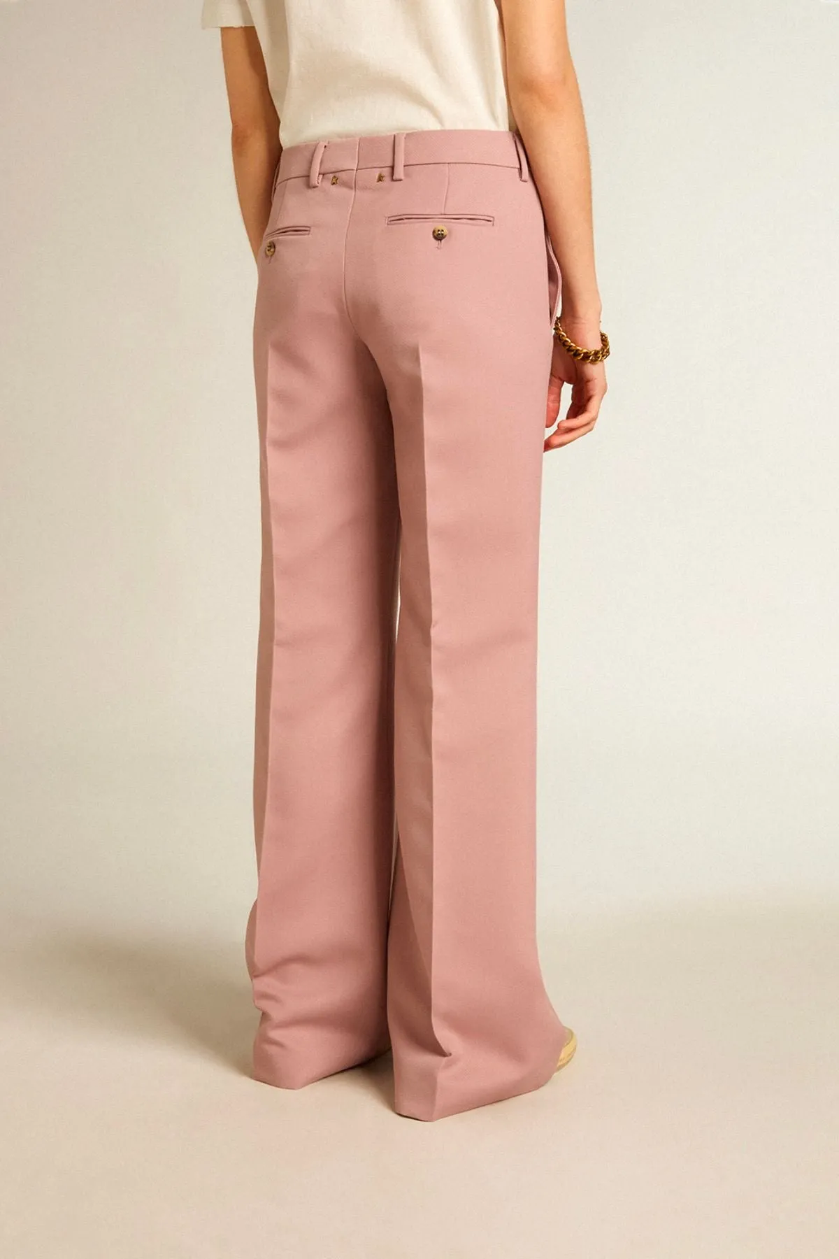 Golden Goose Wool Gabardine Flare Pants - Woodrose