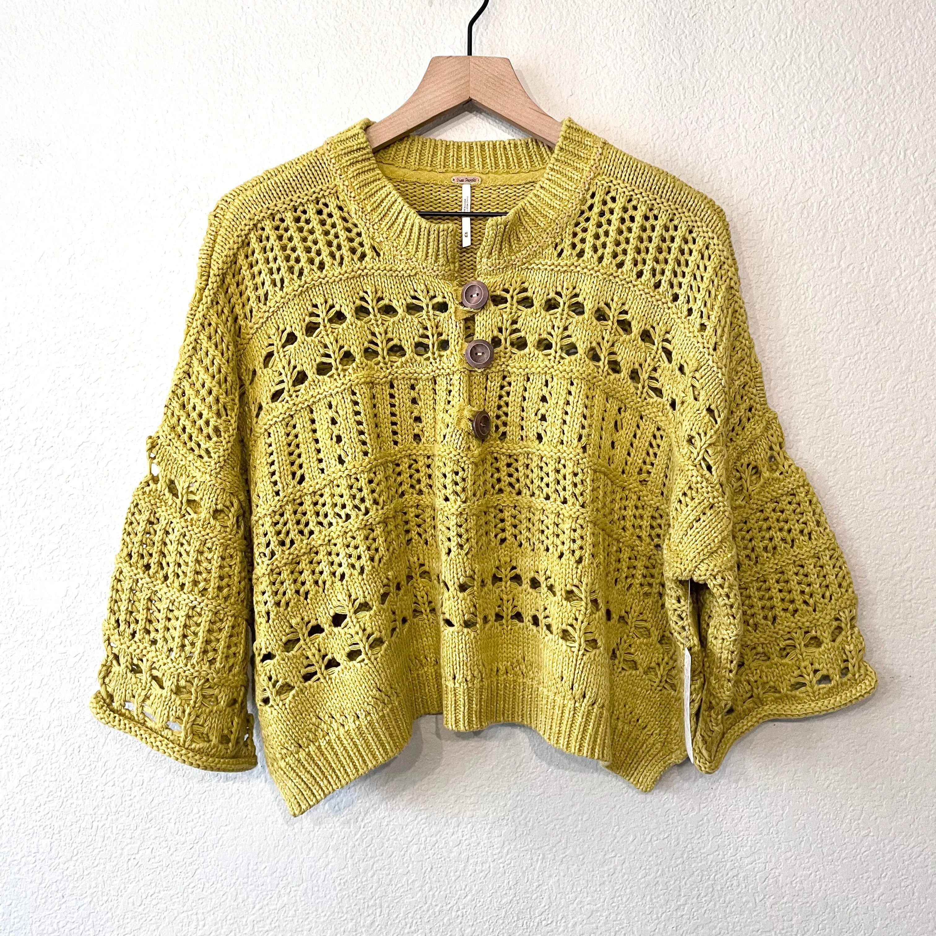 Henley Open Knit Crop Sweater