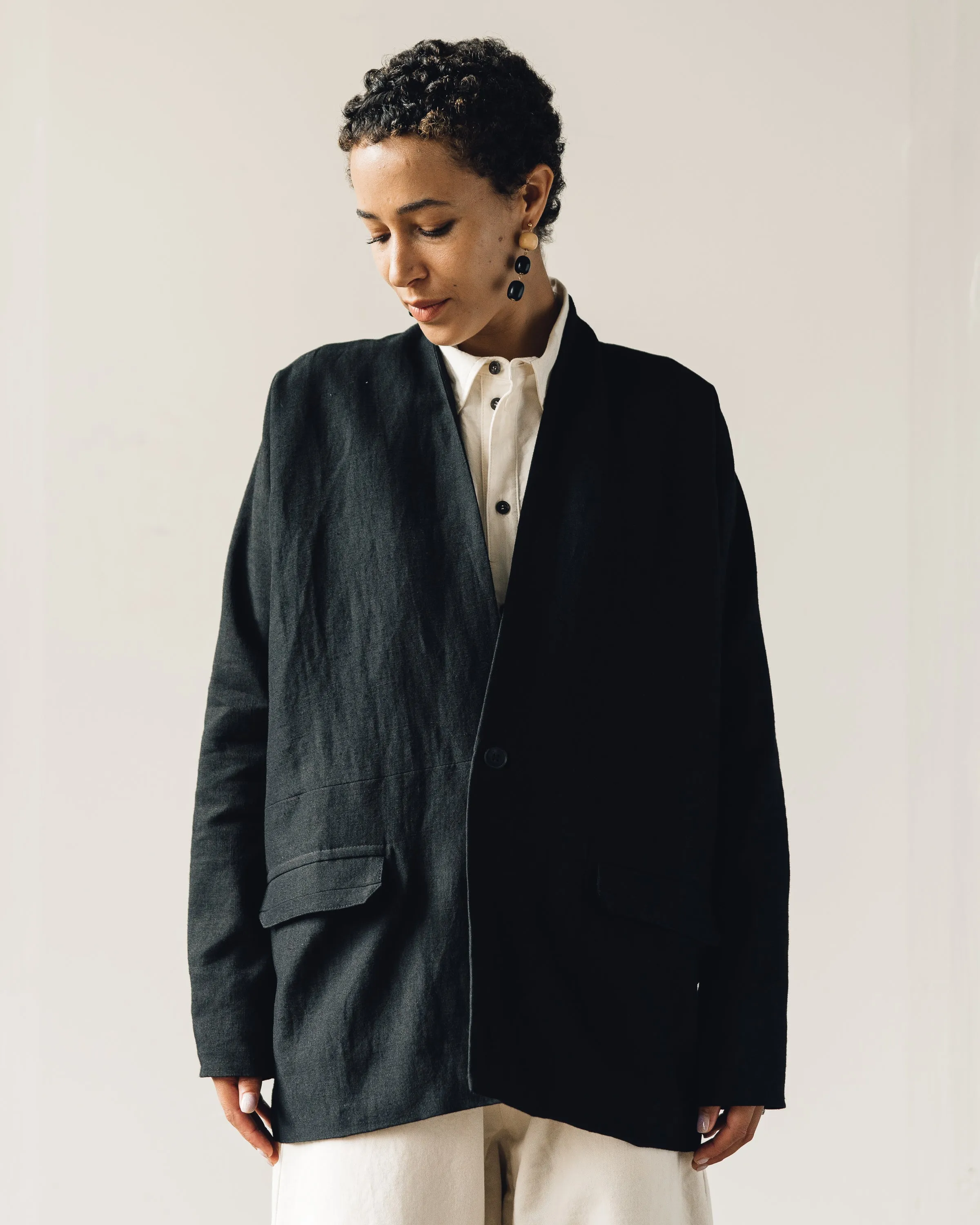 Jan-Jan Van Essche Jacket #36, Black Wool/Linen