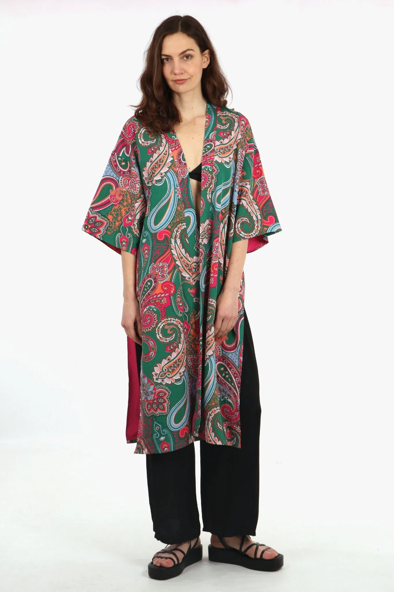 Jolie Kimono - Green, Paisley