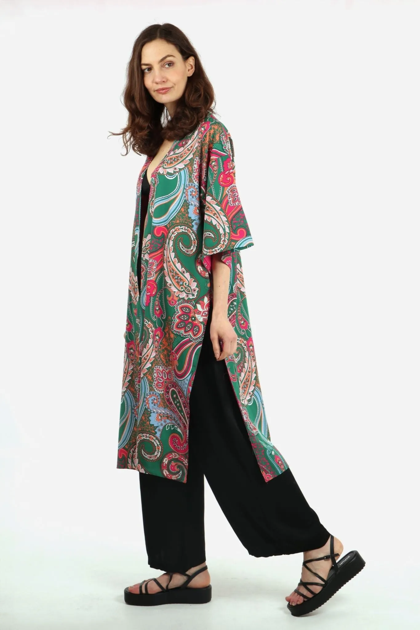 Jolie Kimono - Green, Paisley