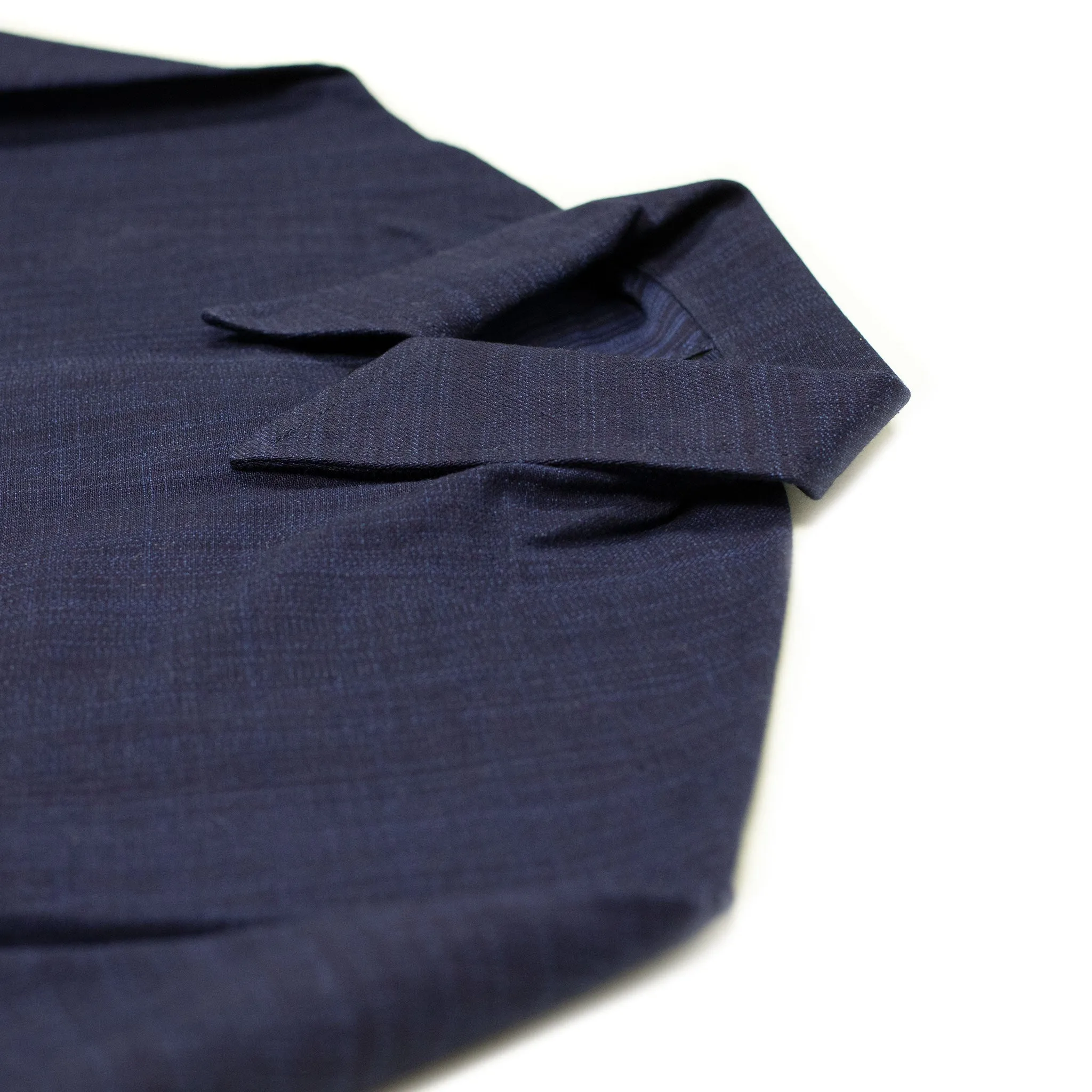 Kimono sleeve overshirt in slubby indigo cotton