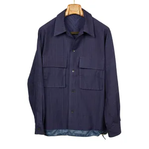 Kimono sleeve overshirt in slubby indigo cotton