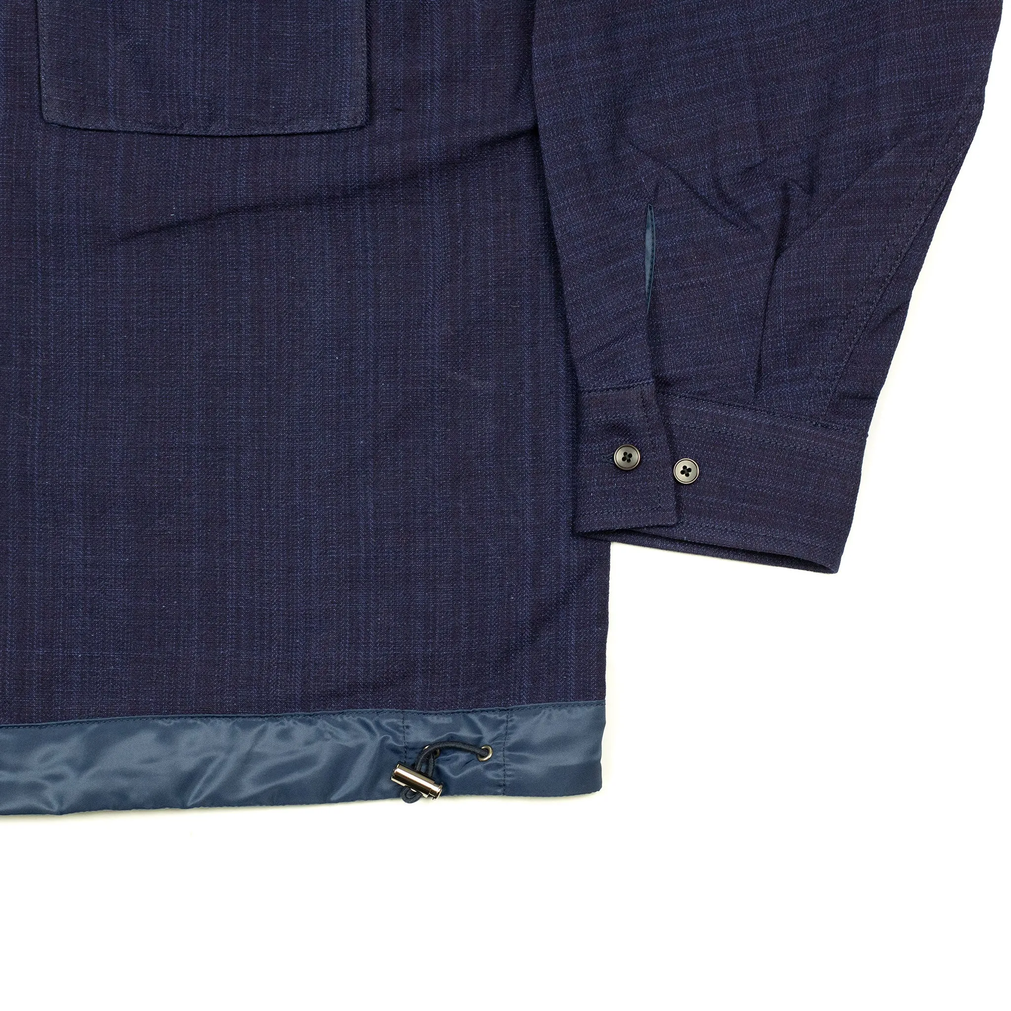 Kimono sleeve overshirt in slubby indigo cotton