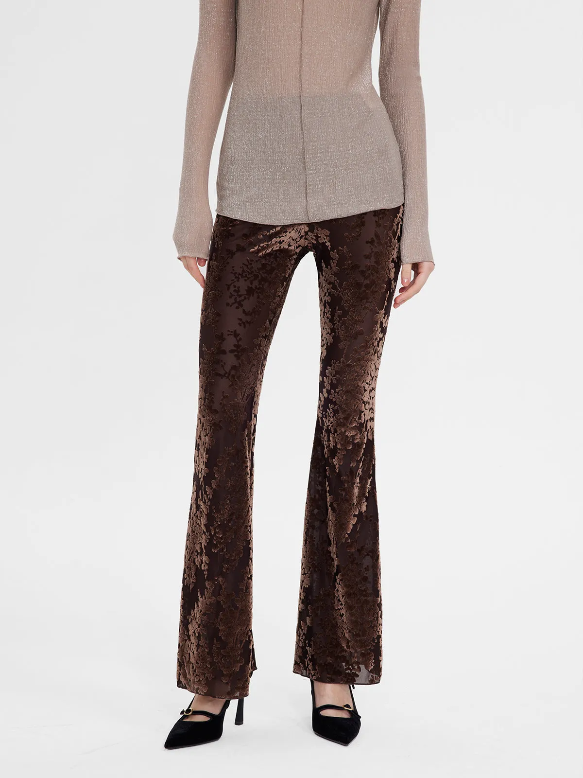 Lace Velvet Flared Pants