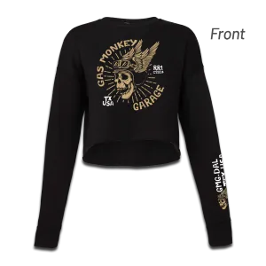 Ladies Cropped Skull Logo Long Sleeve Fleece