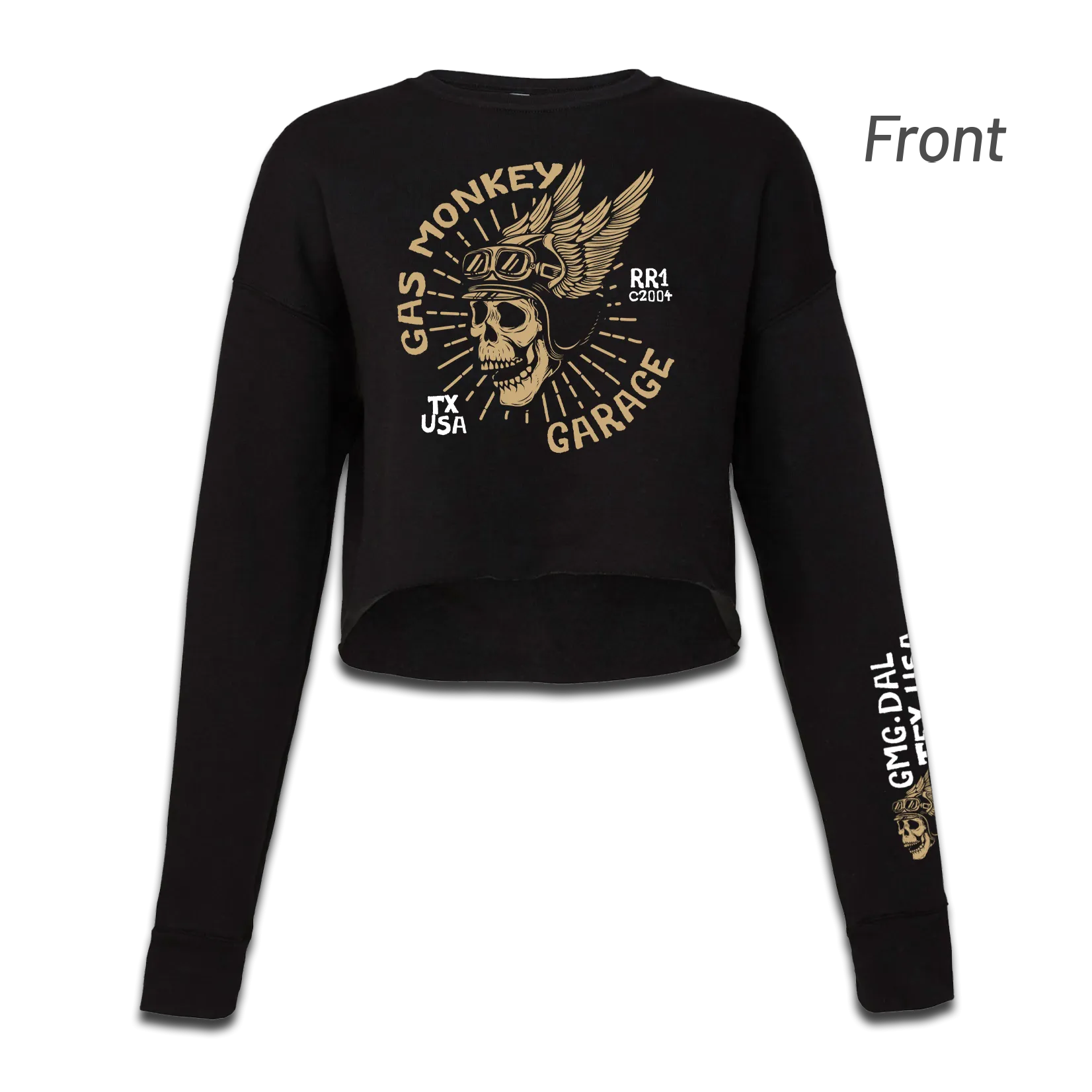 Ladies Cropped Skull Logo Long Sleeve Fleece