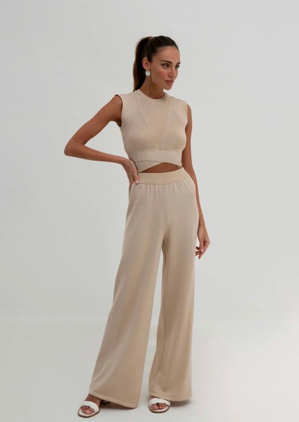 Lana Cream Wide Leg Pants