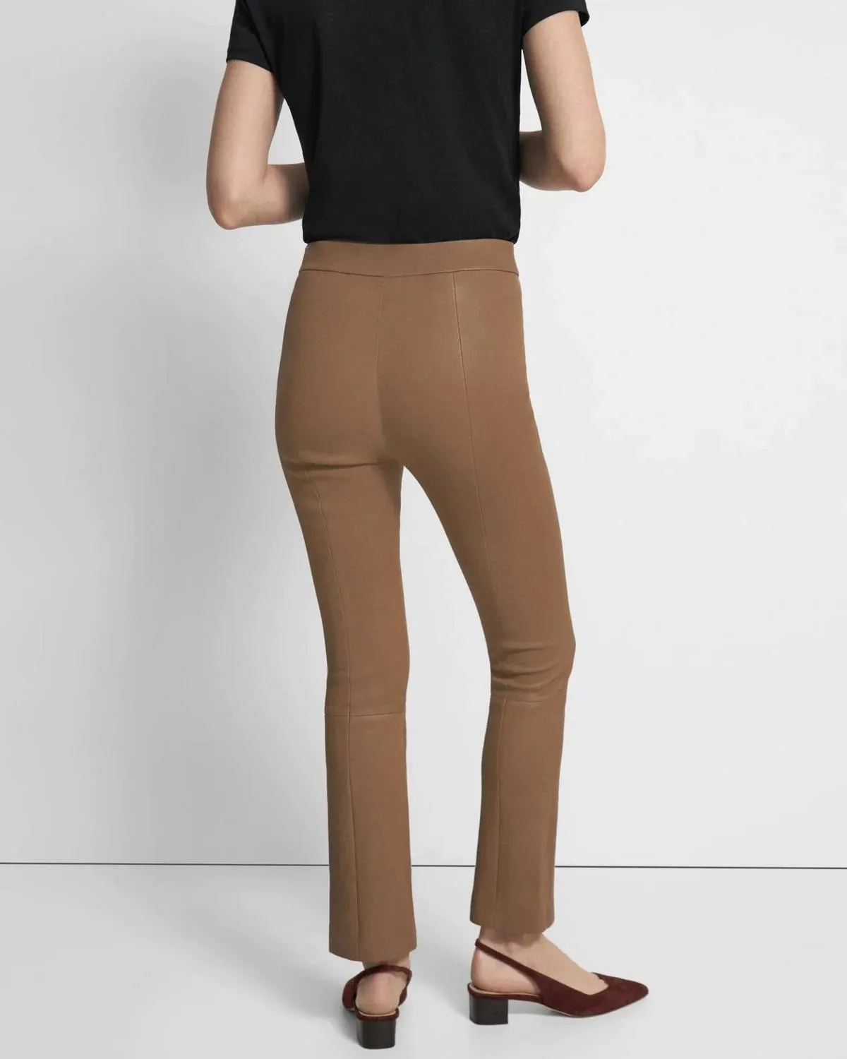 Leather Slim Kick Pant - Truffle