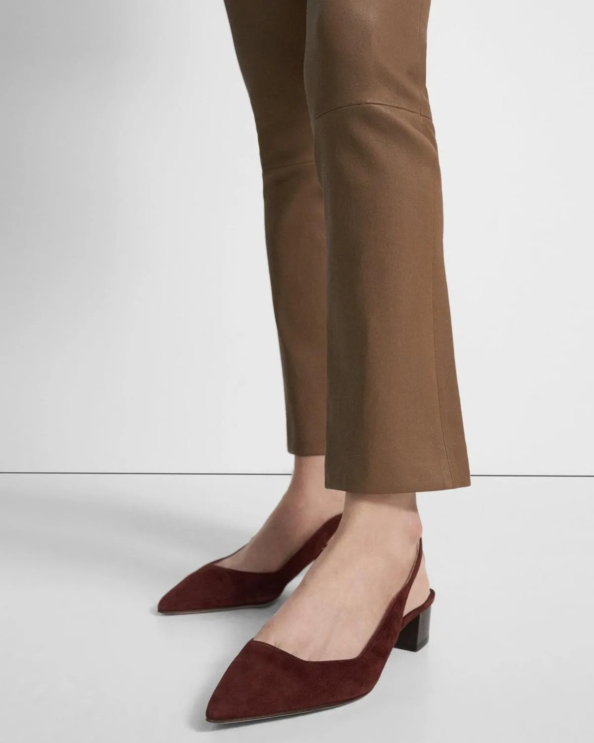 Leather Slim Kick Pant - Truffle