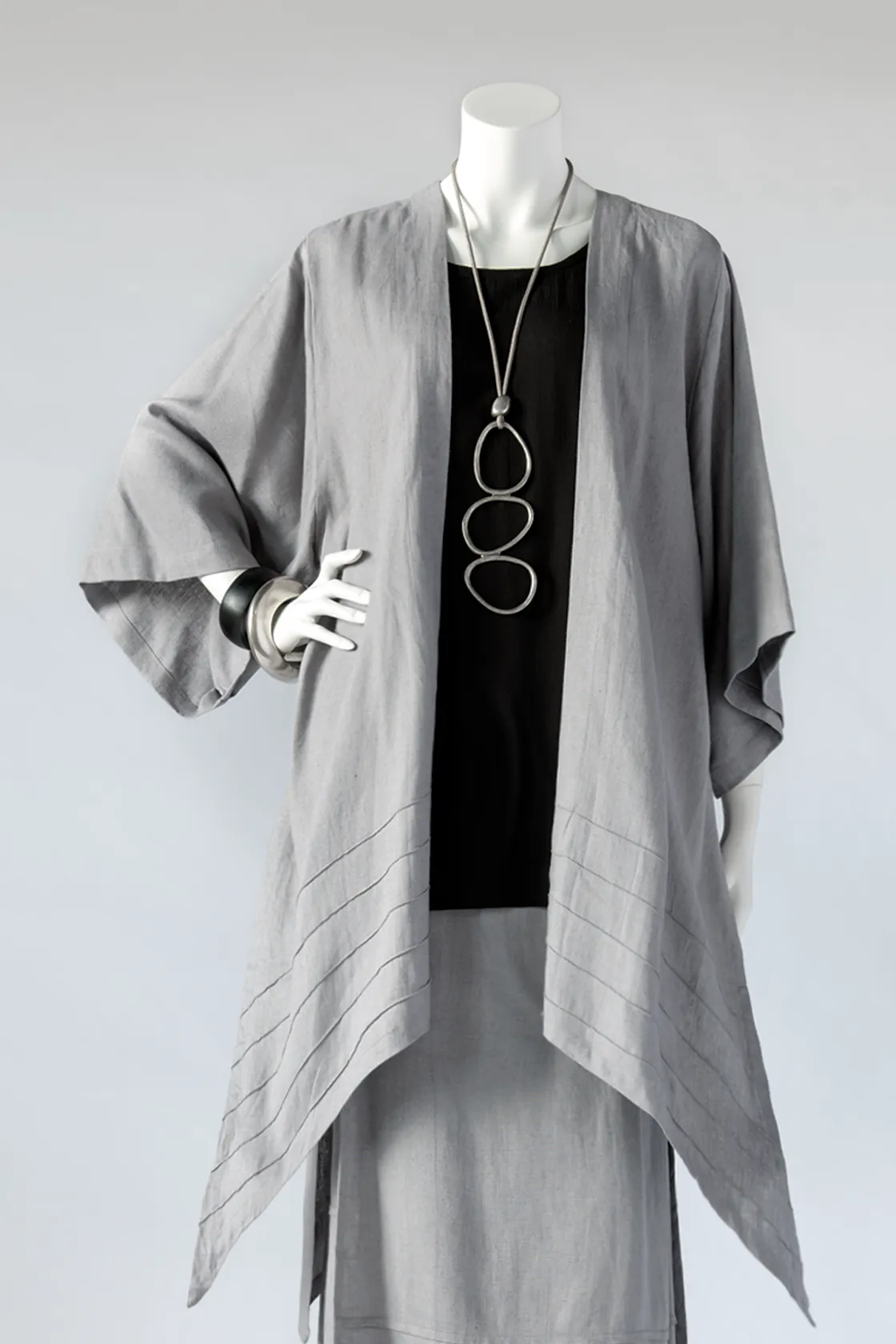 Long Kimono Jacket in Silver Roma