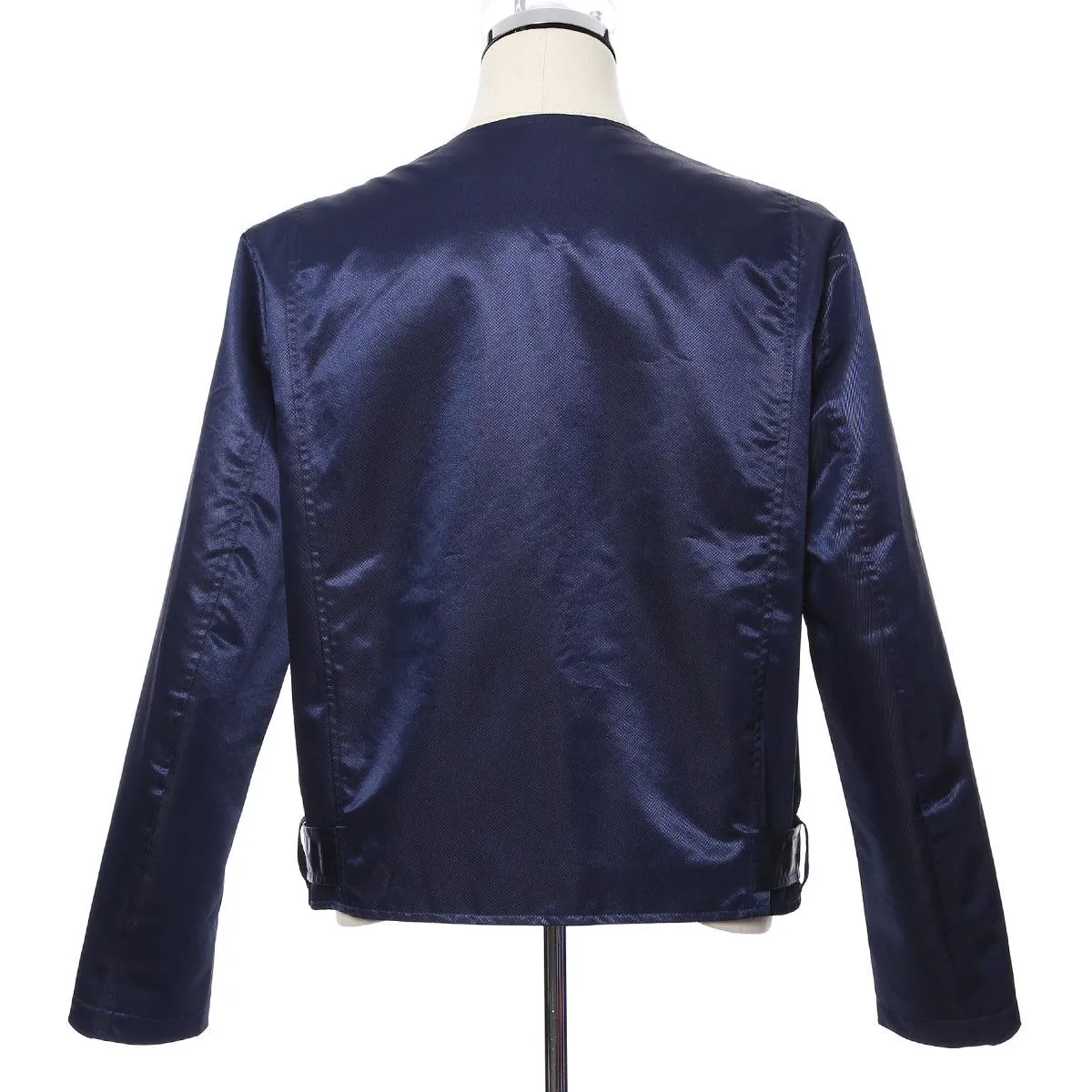 Men's Moto Biker Jacket -16. Samurai- Shiny Blue Tokyo Fashion Week Collection Made in Japan