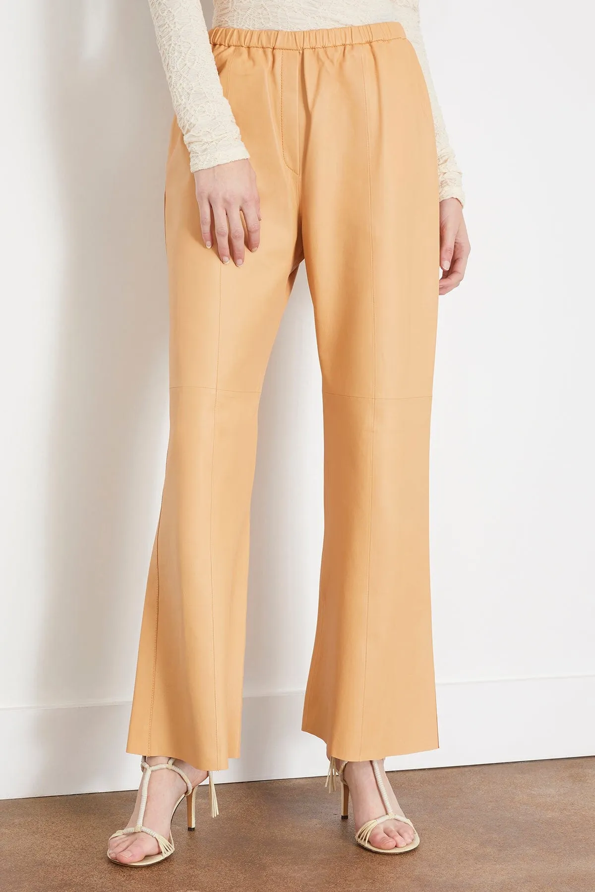 Nappa Leather Flared Pant in Cream