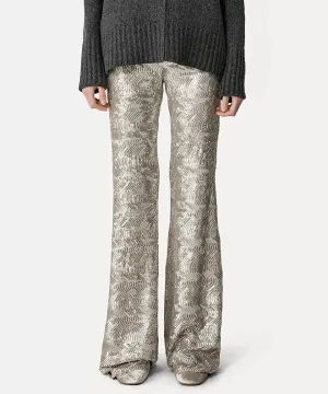 Sequinned La Danza Flared Trousers - Silver