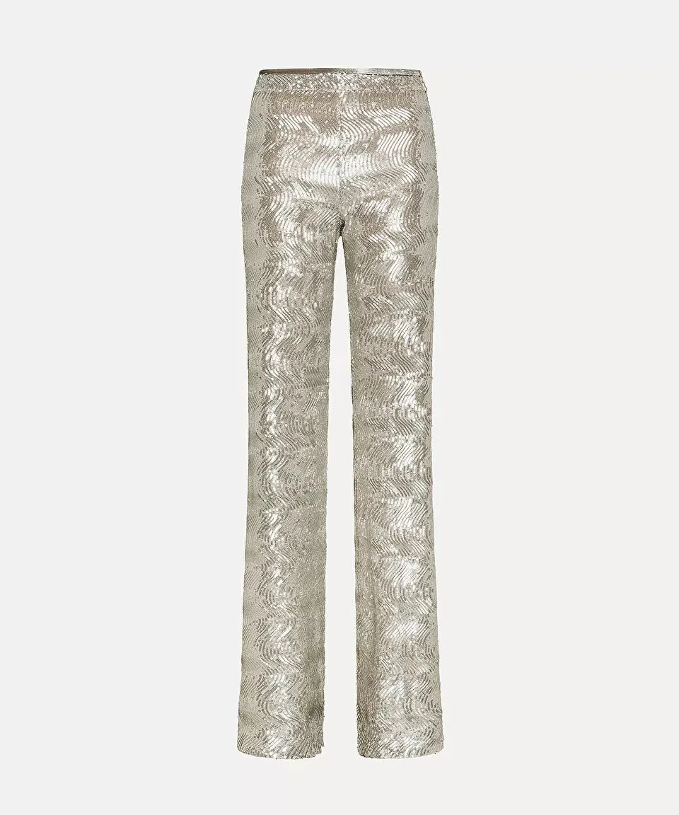 Sequinned La Danza Flared Trousers - Silver