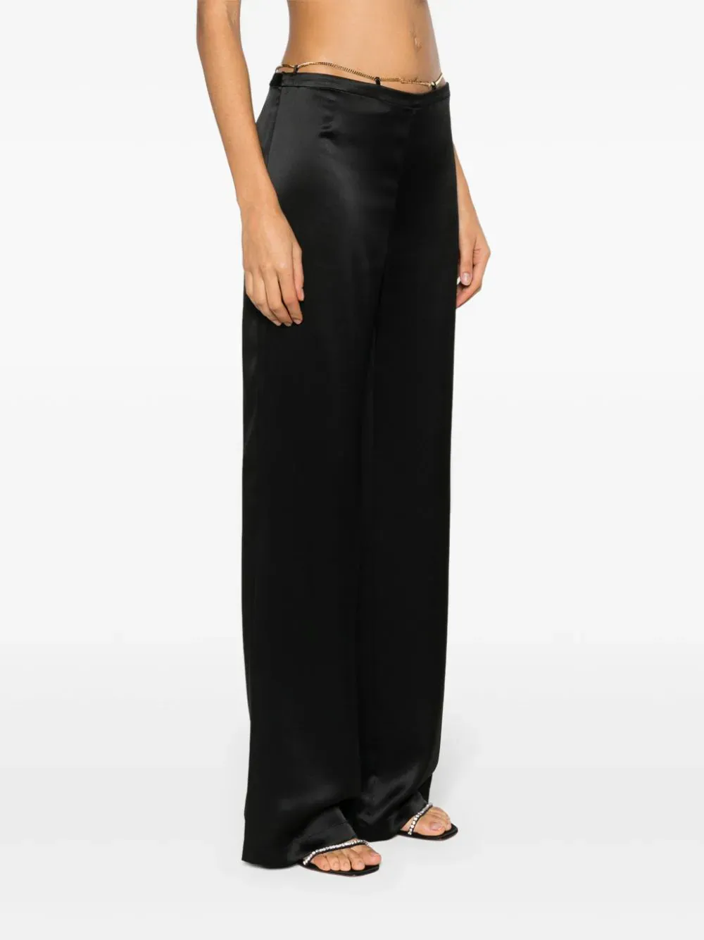 Silk Charmeuse Flared Low Rise Pant With Nameplate