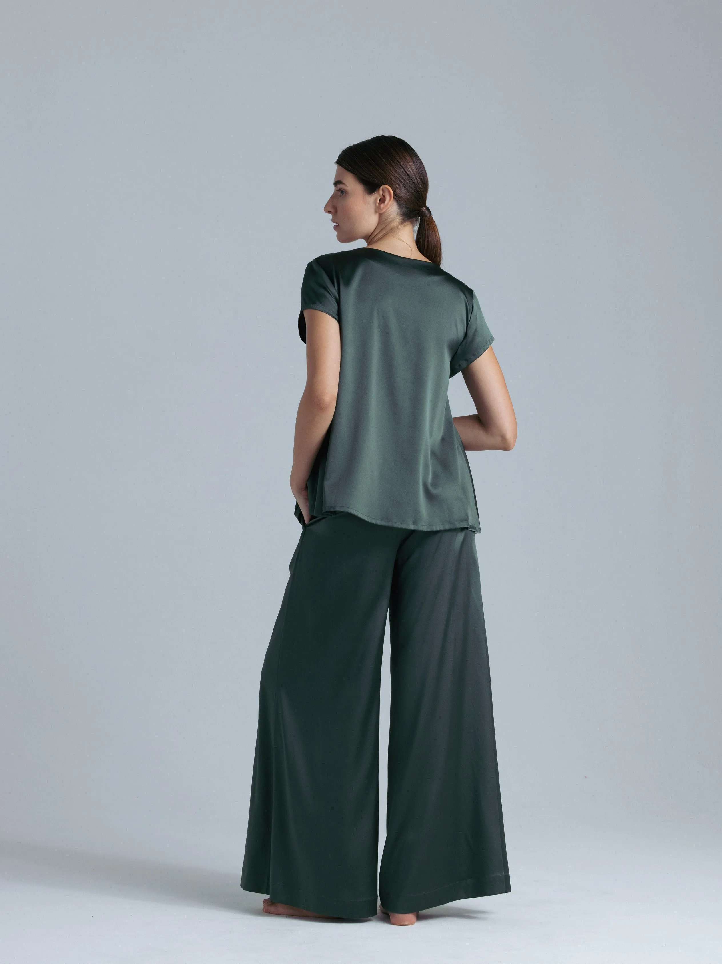 Silk Palazzo Pants 'Leto' in Rich Green