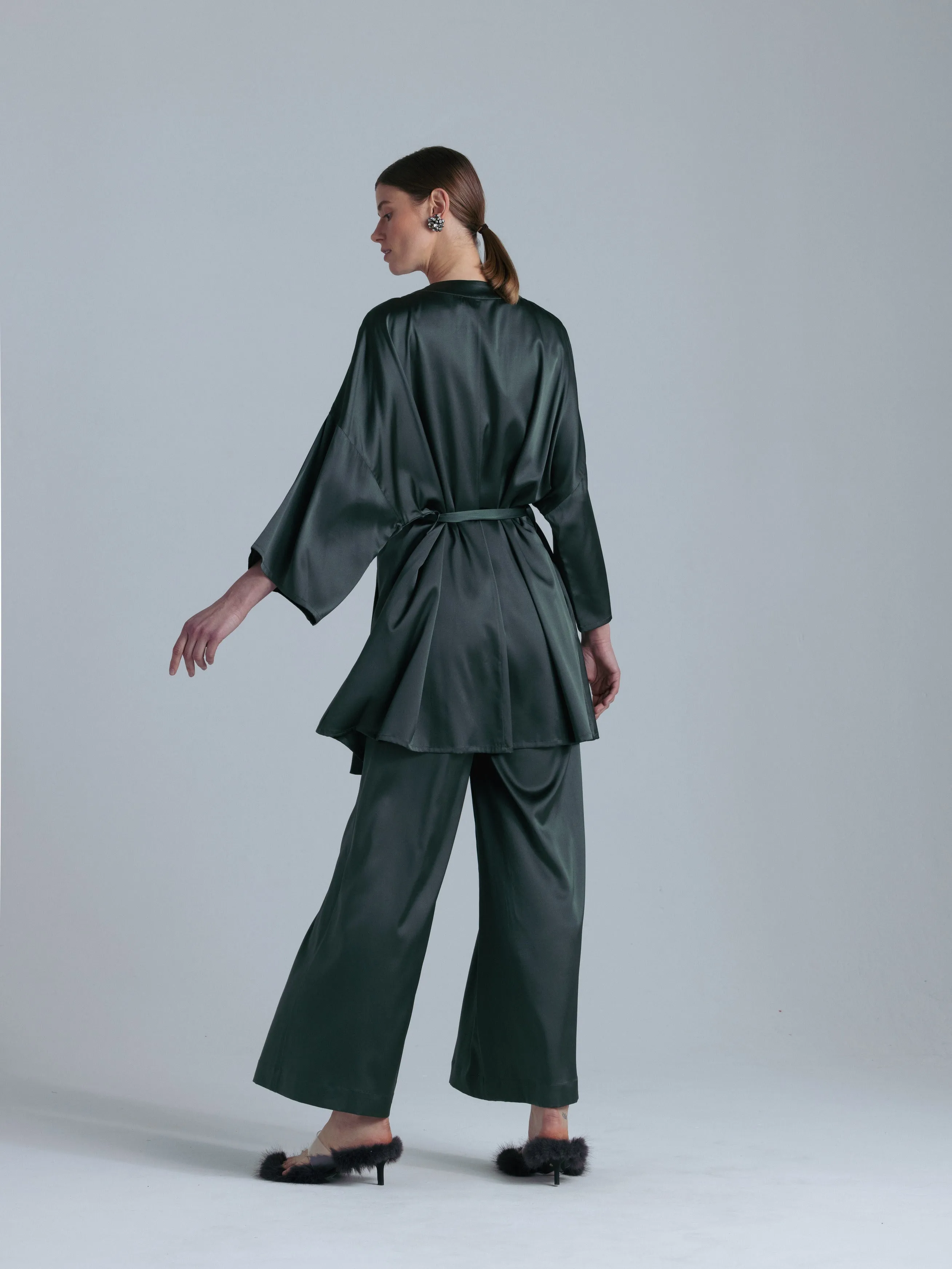 Silk Palazzo Pants 'Leto' in Rich Green