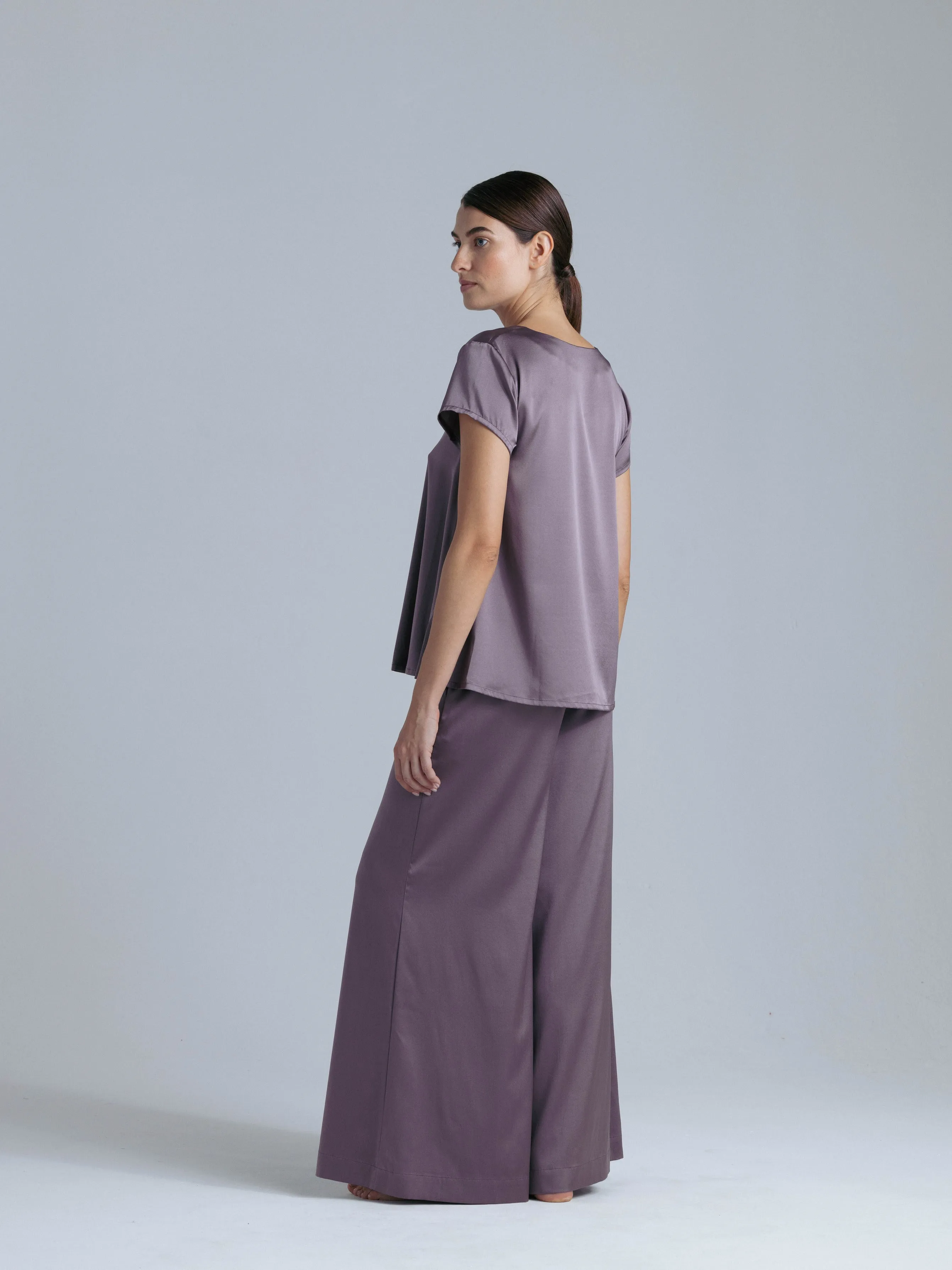 Silk Wide Leg Pants 'Leto' in Noble Purple