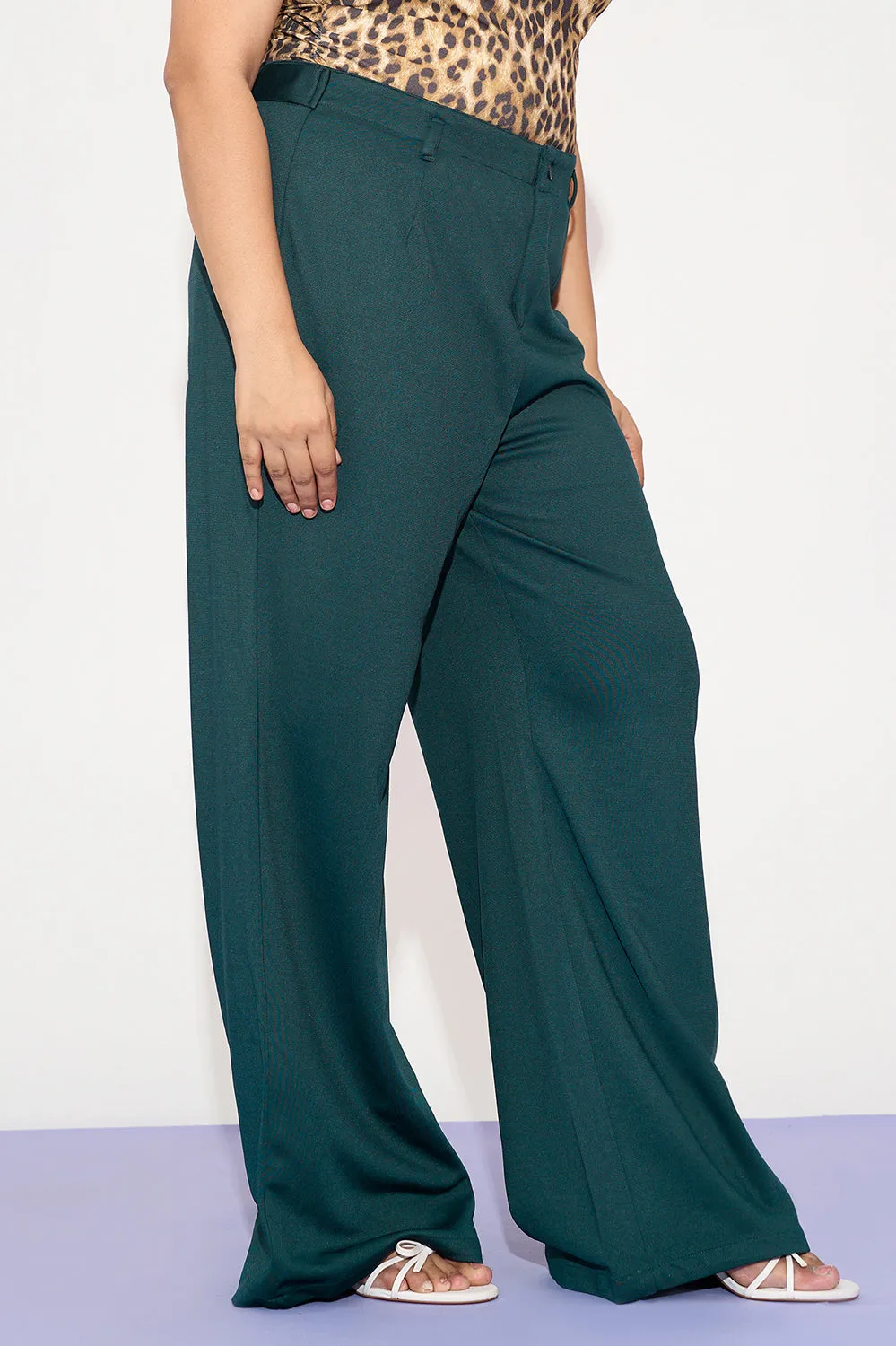 Soft Moss Curve Adjustable Korean Pants