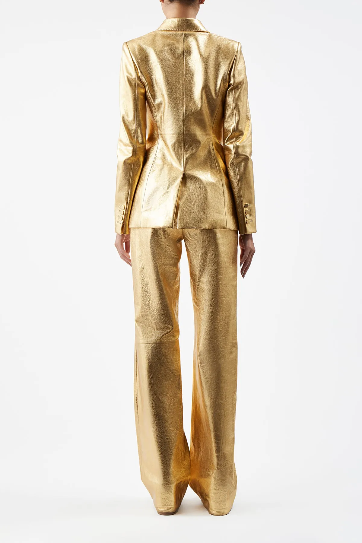 Vesta Pant in Gold Metallic Nappa Leather