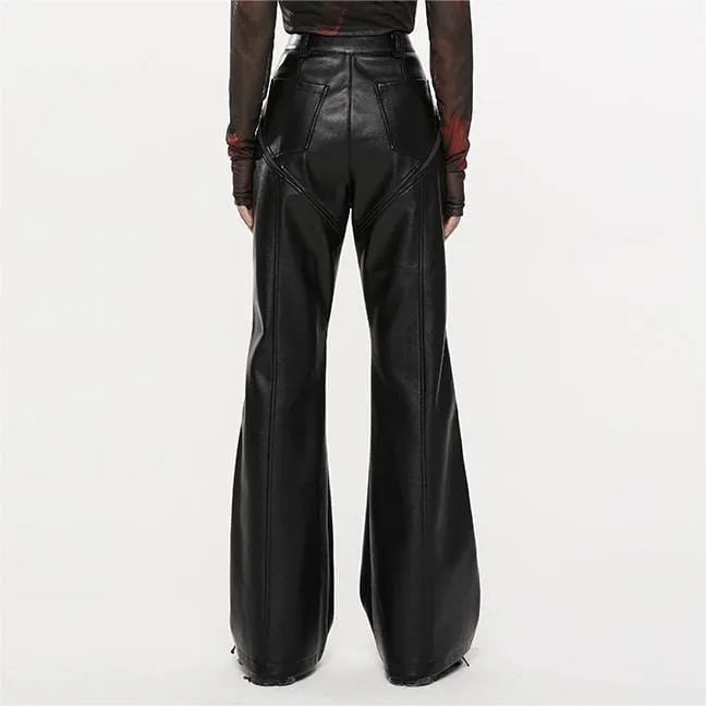 Women's Punk Faux Leather Flared Pants