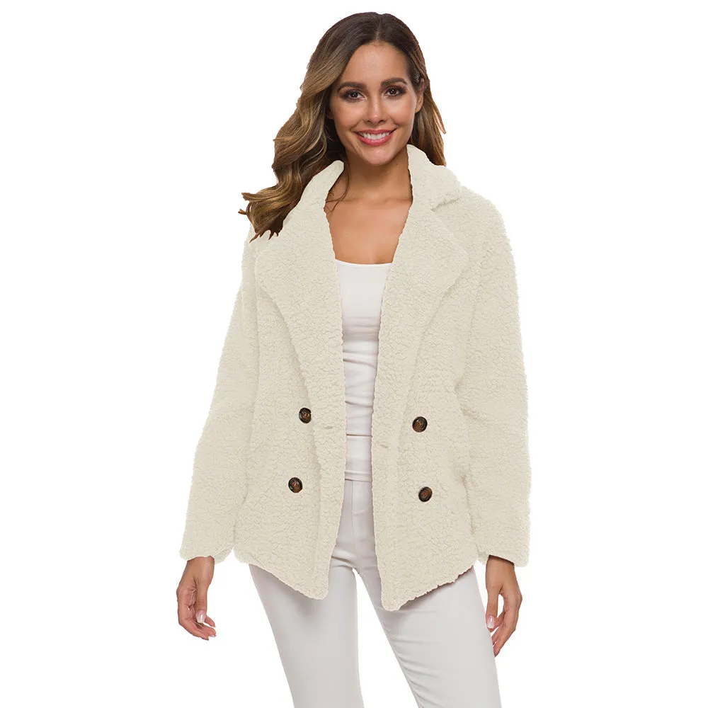 Womens Winter Fleece Teddy Bear Sherpa Jacket Coats with Pockets Outerwear