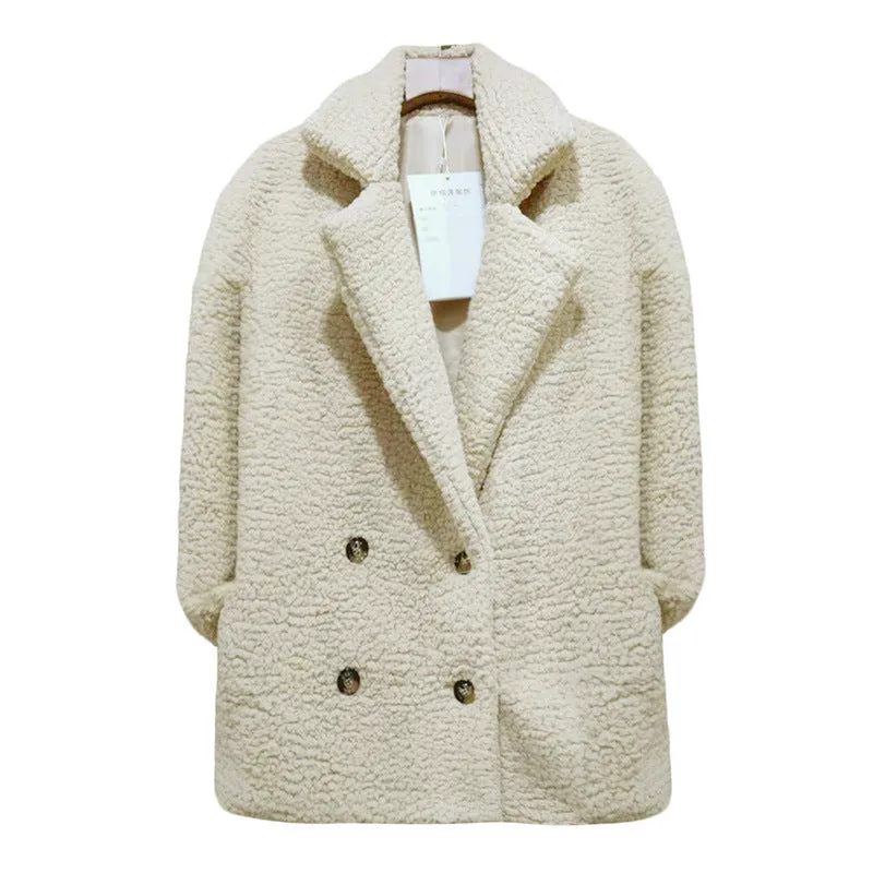 Womens Winter Fleece Teddy Bear Sherpa Jacket Coats with Pockets Outerwear