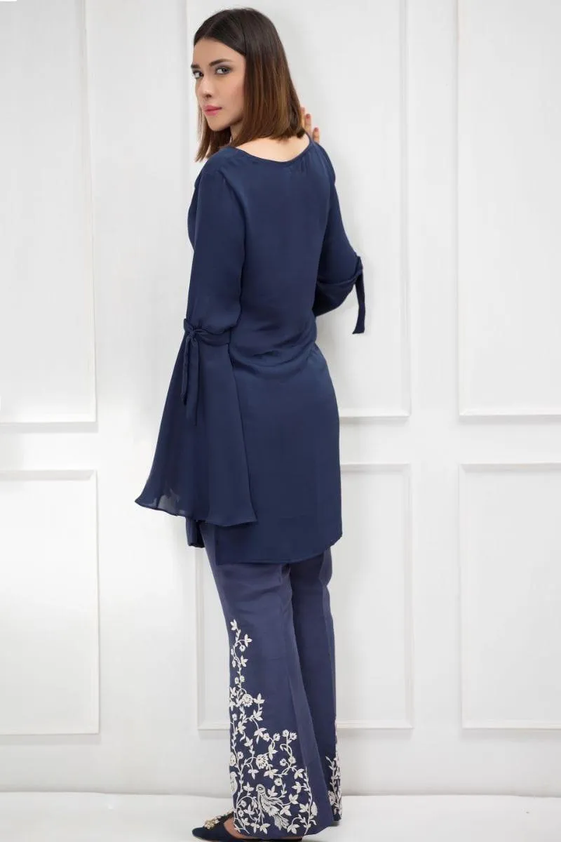 Yasmin Zaman - E-23 - Navy Tunic - Crepe Silk - Embroidered