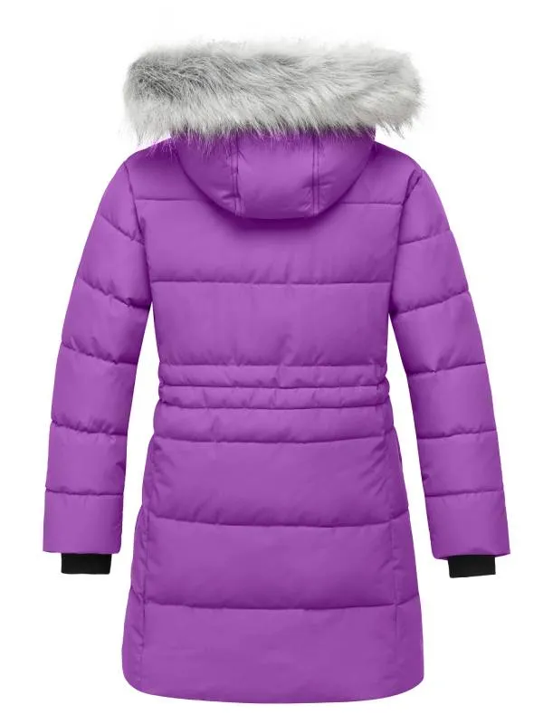 ZSHOW Girls' Long Winter Parka Coat Fleece Puffer Jacket with Detachable Hood